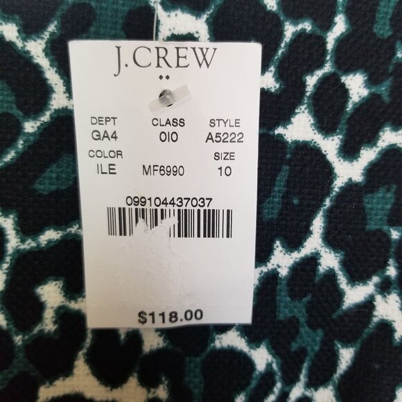 J. Crew Womens 10 Green Leopard Print Textured Sle - Picture 6 of 8